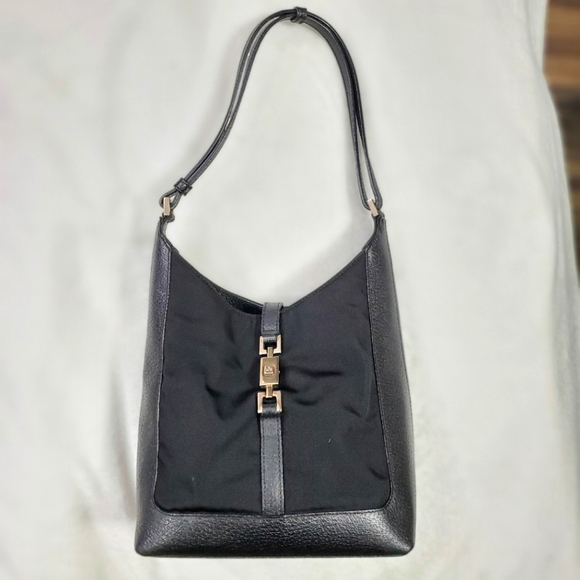 Gucci Handbags - Gucci leather and nylon mini hobo bag